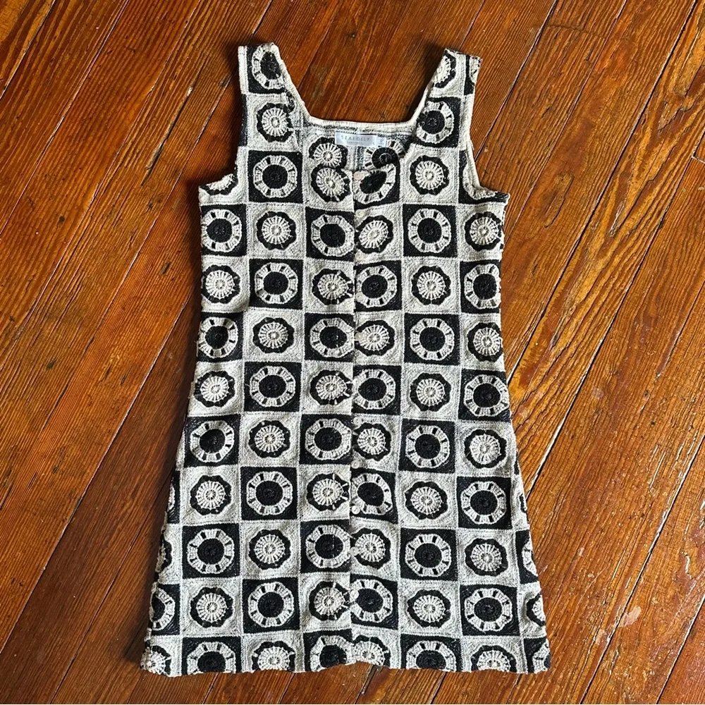 Anthropologie Seafolly Crochet Hipster Coverup Beach Mini Dress Black and Cream - Picture 1 of 11